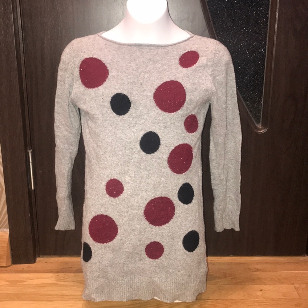 Byblos grey cashmere blend embroidered tunic dress